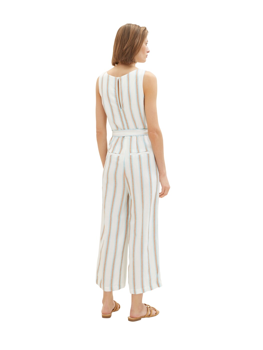 linen mix overall with belt - Damen