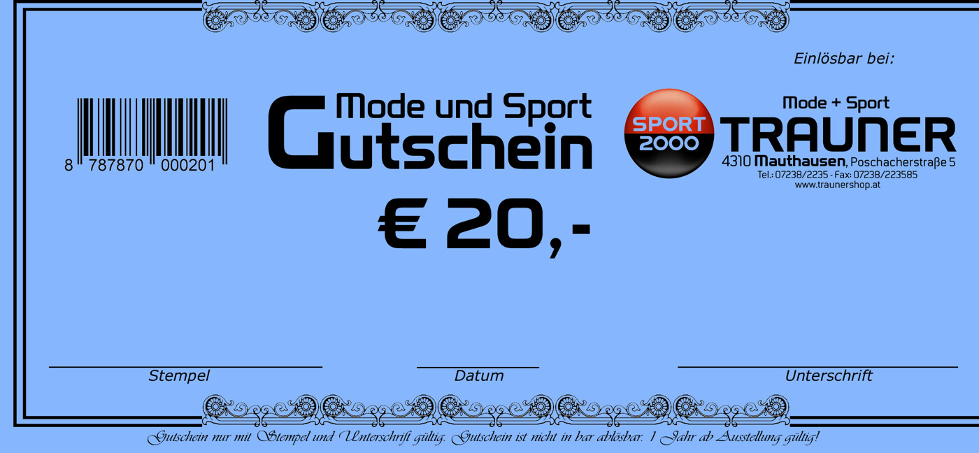 TRAUNER GUTSCHEIN EUR 20,-