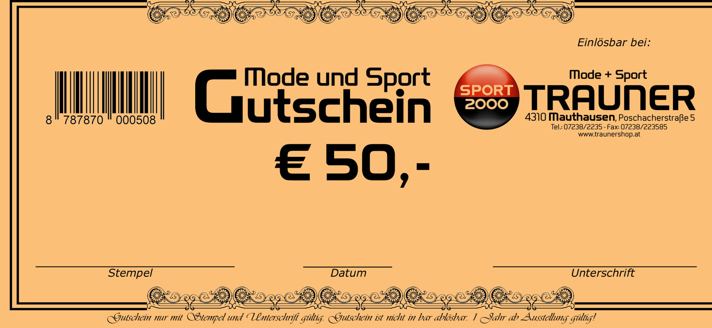 TRAUNER GUTSCHEIN EUR 50,-