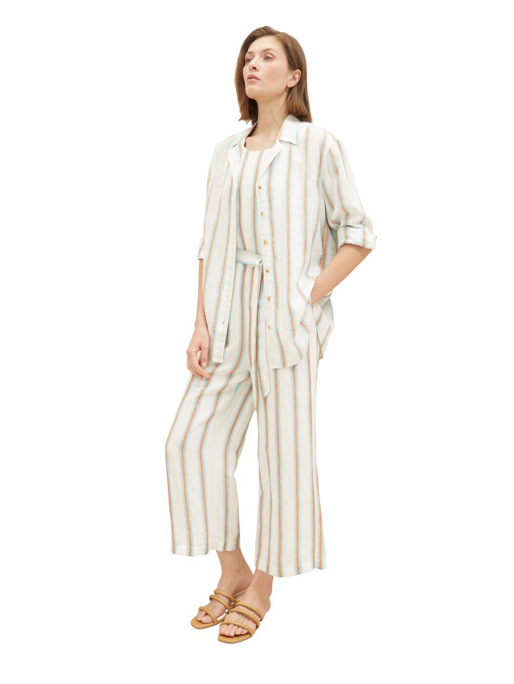 linen mix overall with belt - Damen